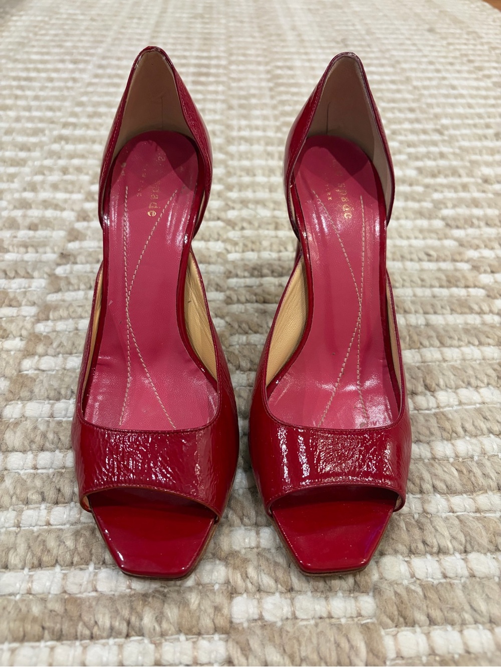 kate spade Red Patent Leather Peep-Toe Pumps